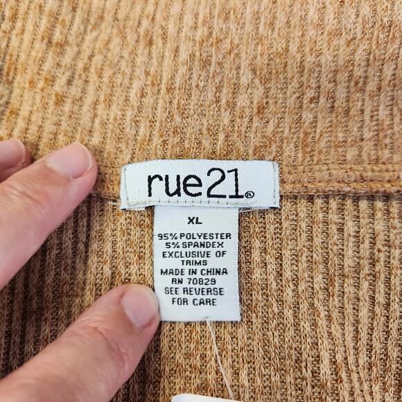 RUE21 Crop Sweater Womens XL Brown Knit LS Drawstring Bodice Stretch Comfy NEW - Picture 4 of 9